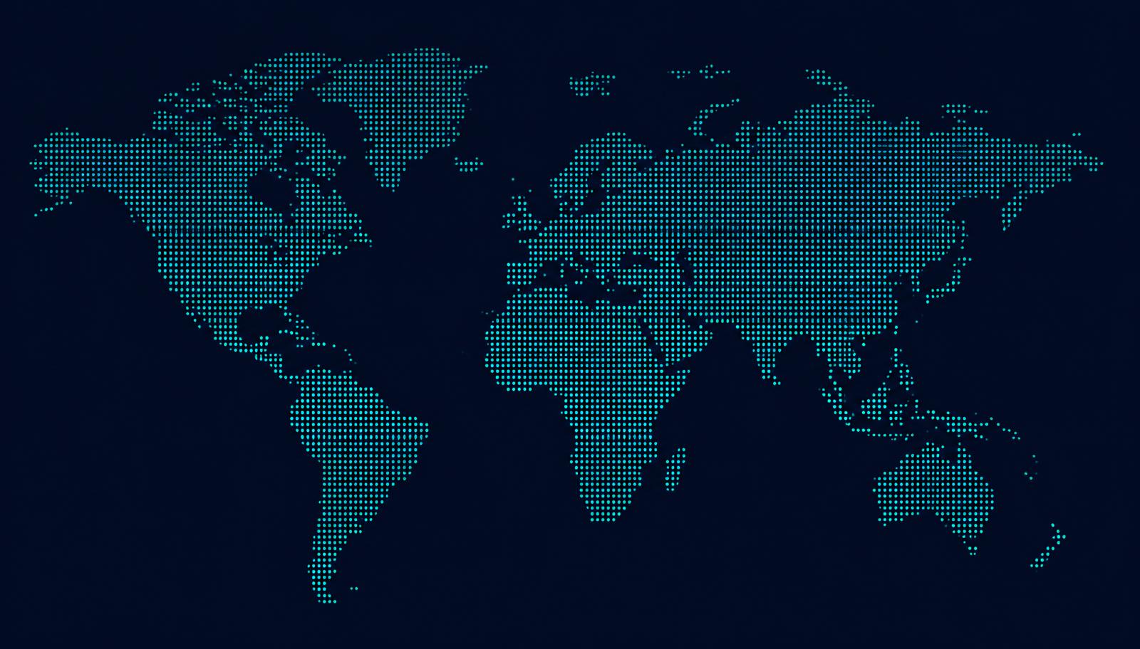 Mapa-múndi com os cinco países de formação da Dra. Graça Melo Araújo